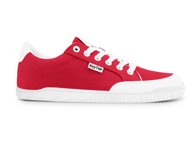 Fabricant de baskets minimalistes rouges et blanches ultralégères